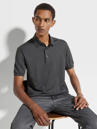 Black silk polo best sale