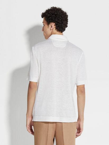 Optical White Linen Polo Shirt SS25 30298875 | Zegna US