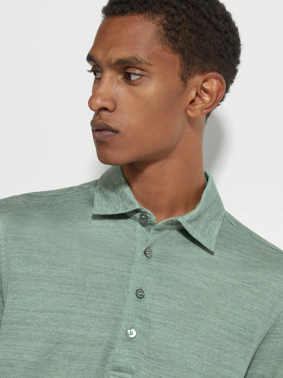 Linen polo top