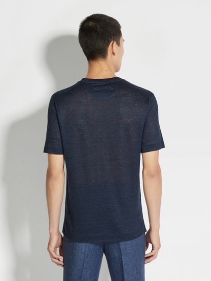 Navy Blue Linen T-shirt SS25 30314291 | Zegna NL