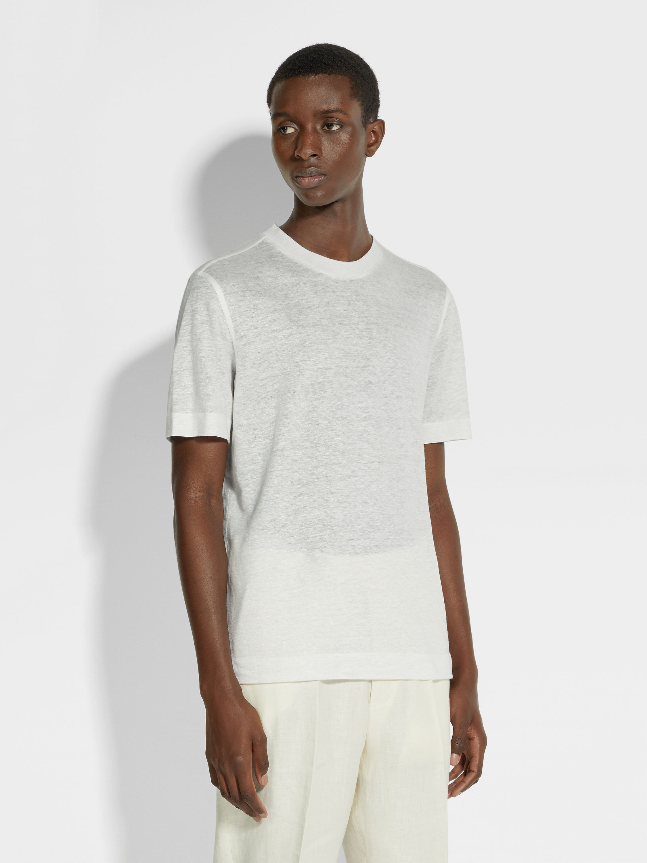 荧光白亚麻 T 恤 产品细节图 #3