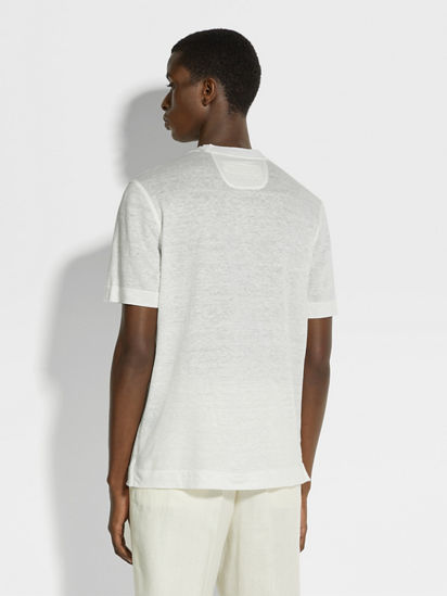 Optical White Linen T-shirt SS25 30314296 | Zegna JP