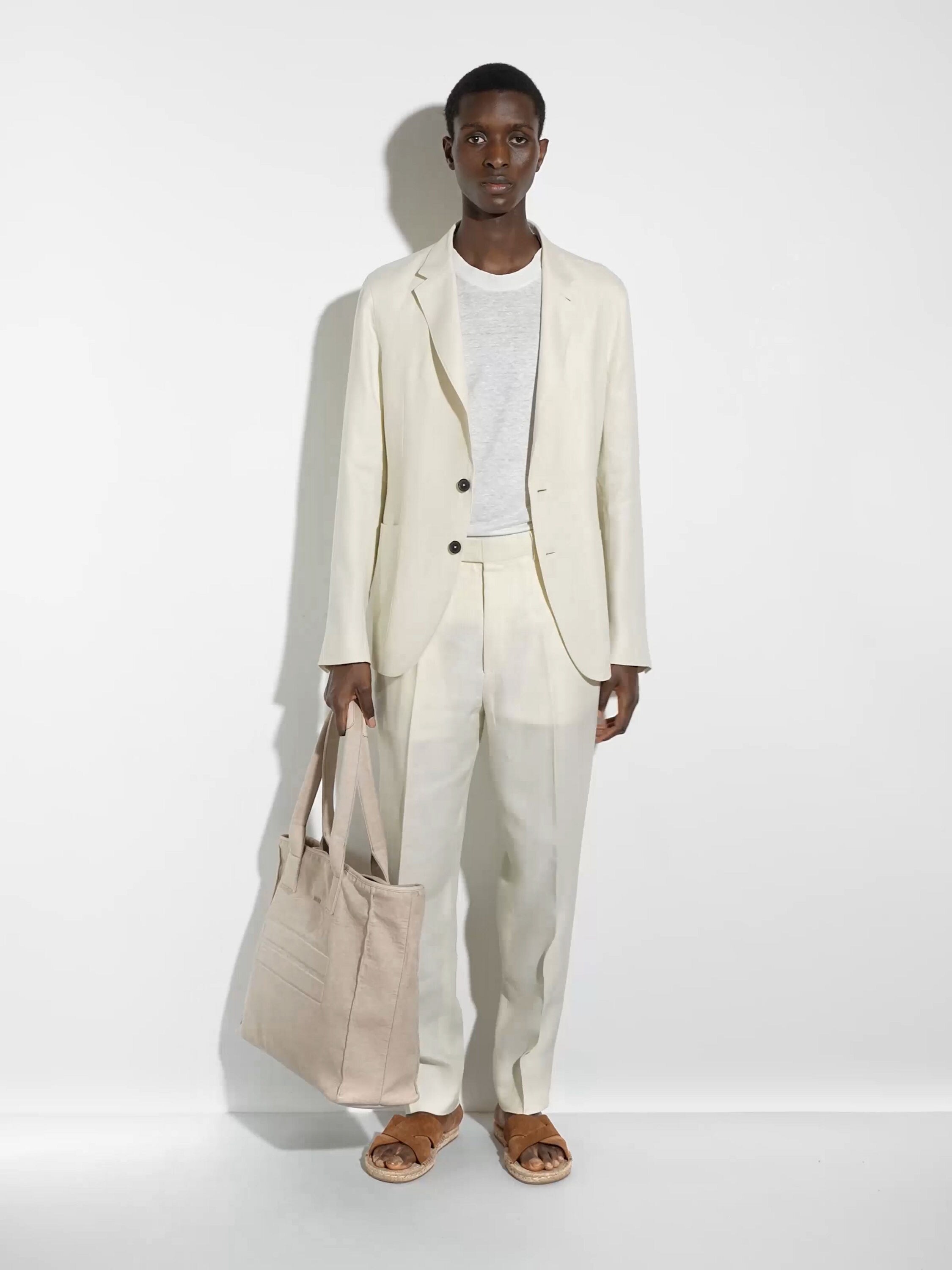 荧光白亚麻 T 恤