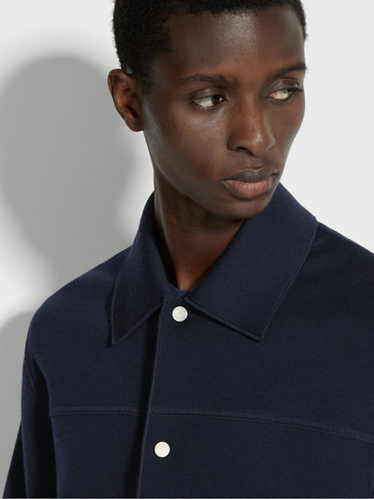 Navy Blue High Performance™ Wool Blend Blouson