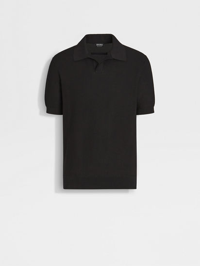 Black Premium Cotton Polo Shirt SS25 29606281 Zegna CA