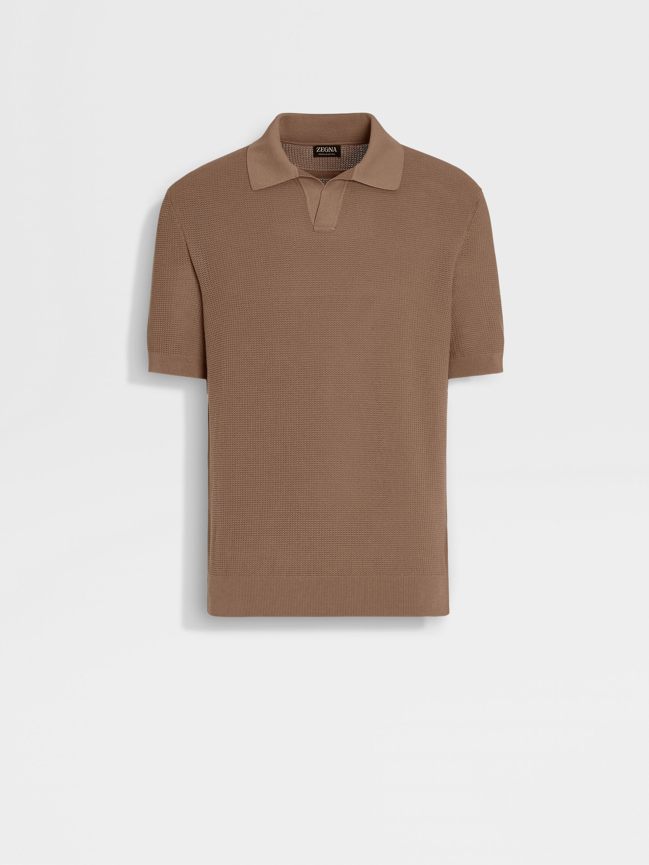 Polo em Premium Cotton Castanho-claro