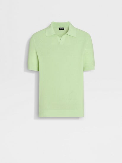 Light Aqua Green Premium Cotton Polo Shirt SS24 30317342 Zegna PL