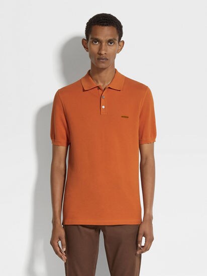 Bright Orange Cotton Polo Shirt SS24 29710261 Zegna NZ