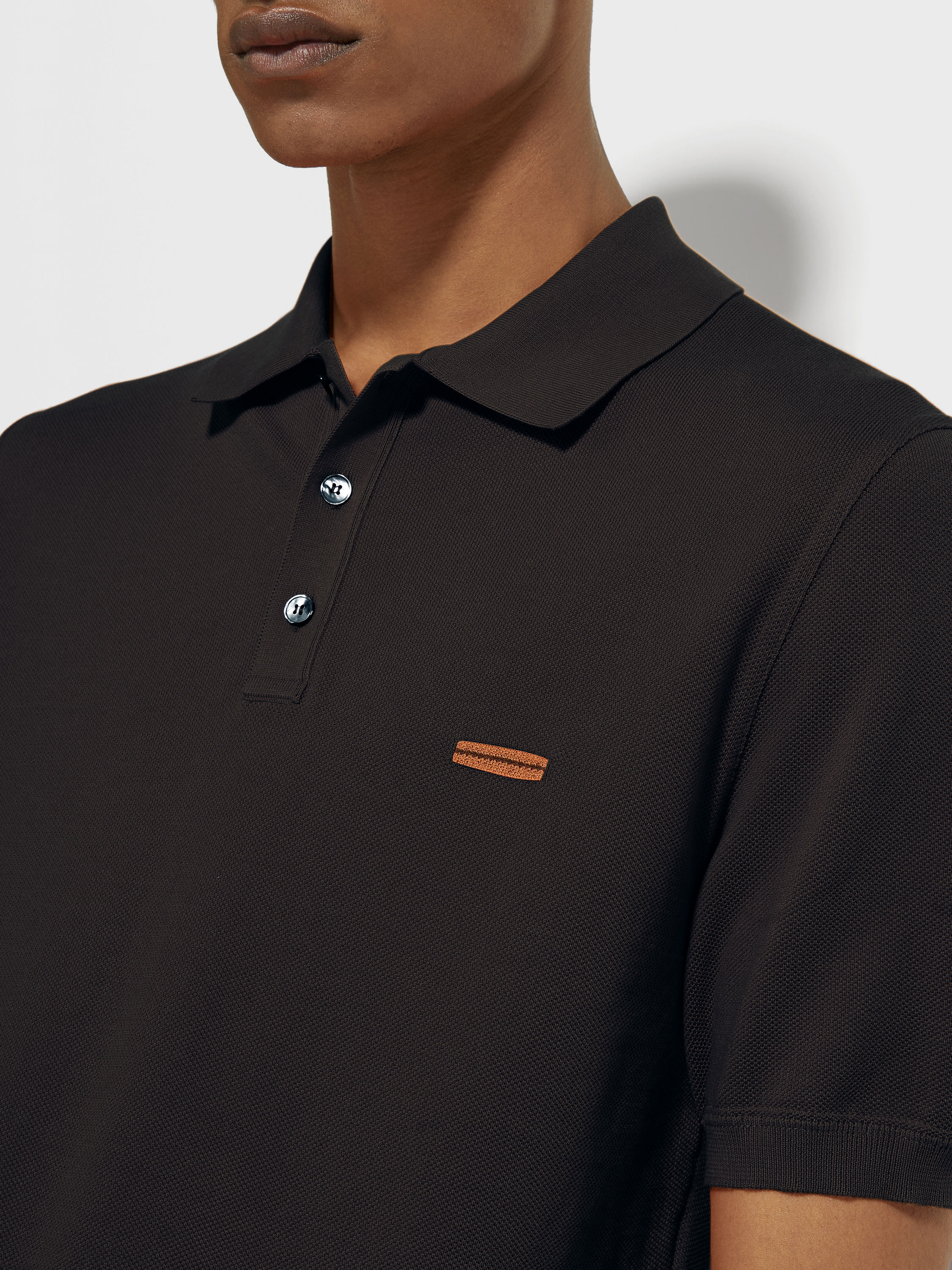 Black Cotton Polo Shirt Product detail photo #1