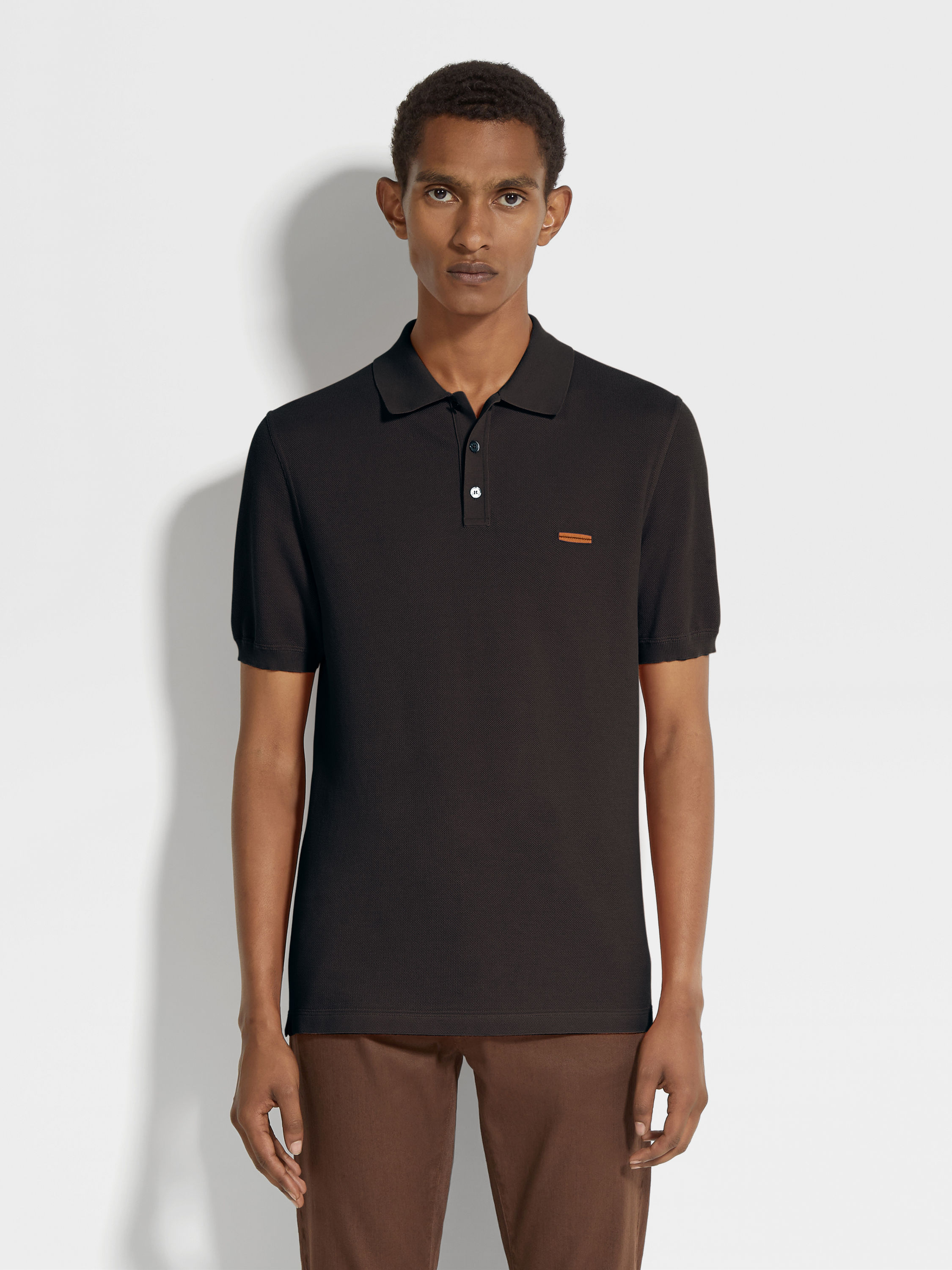 Black Cotton Polo Shirt Product detail photo #3