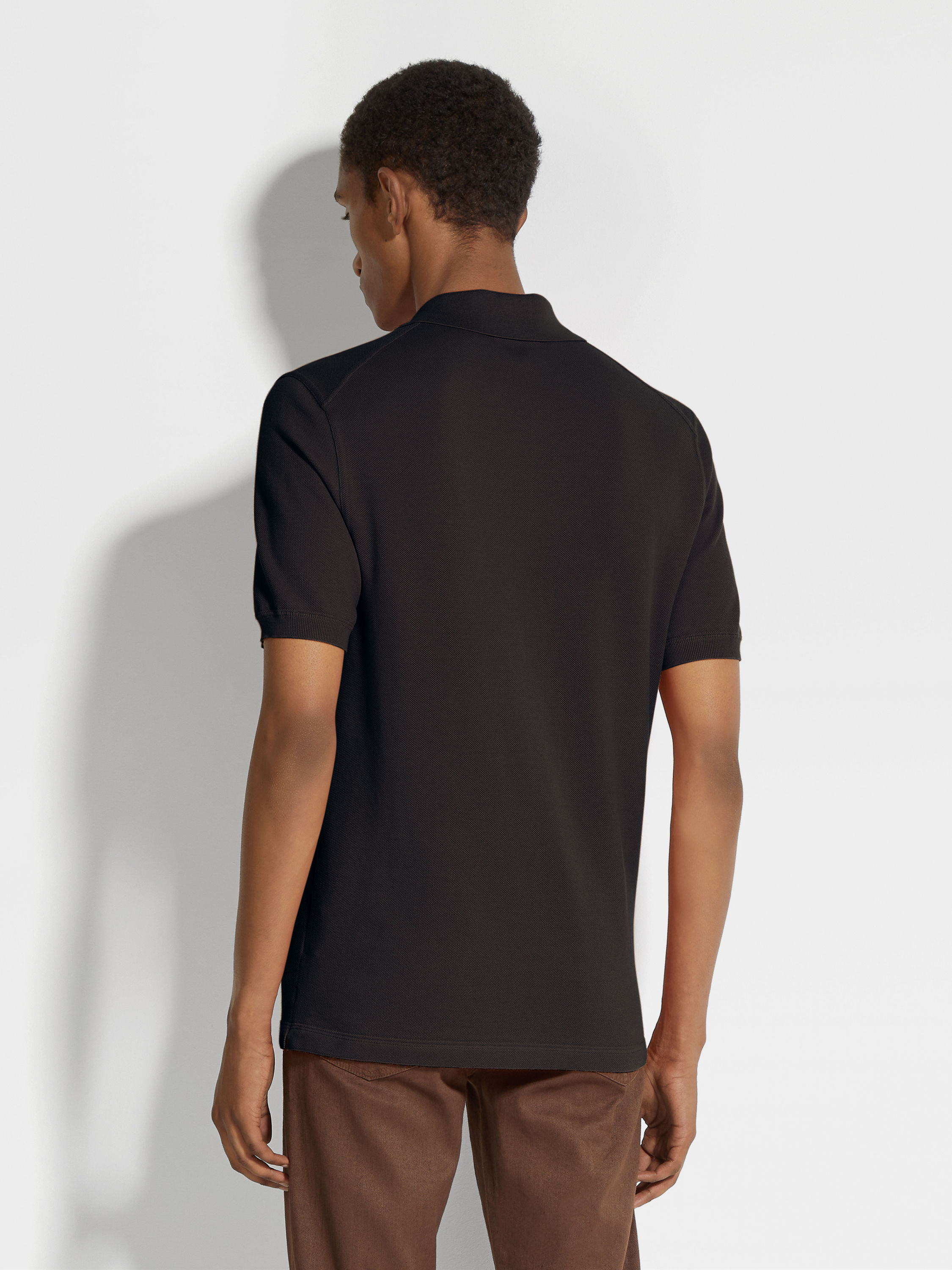 Black Cotton Polo Shirt Product detail photo #4