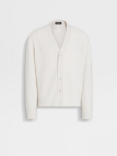 White Cashmere and Cotton Cardigan