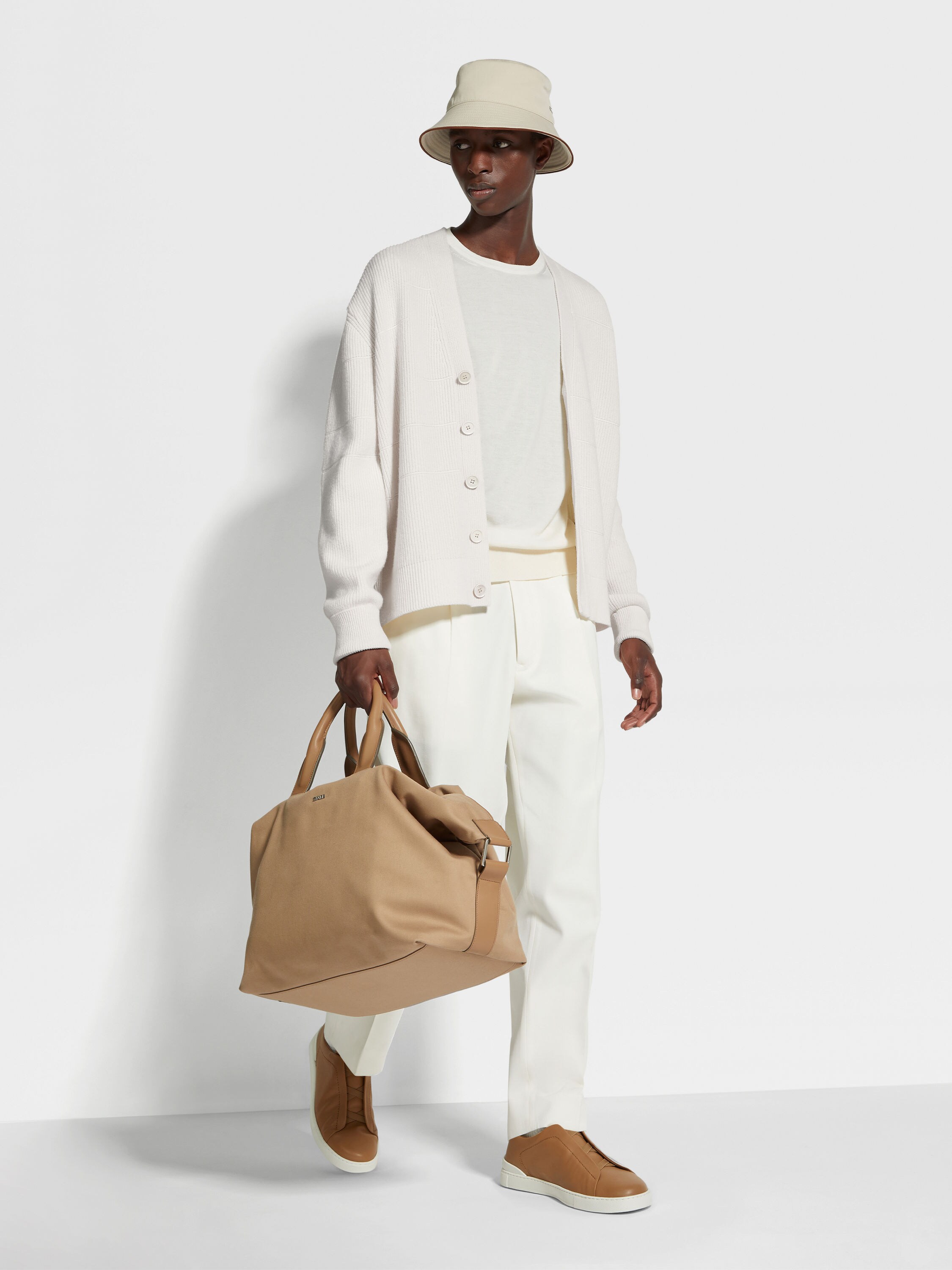 Pantalones de Lana y Algodón Color Blanco Foto #2 de detalle del producto