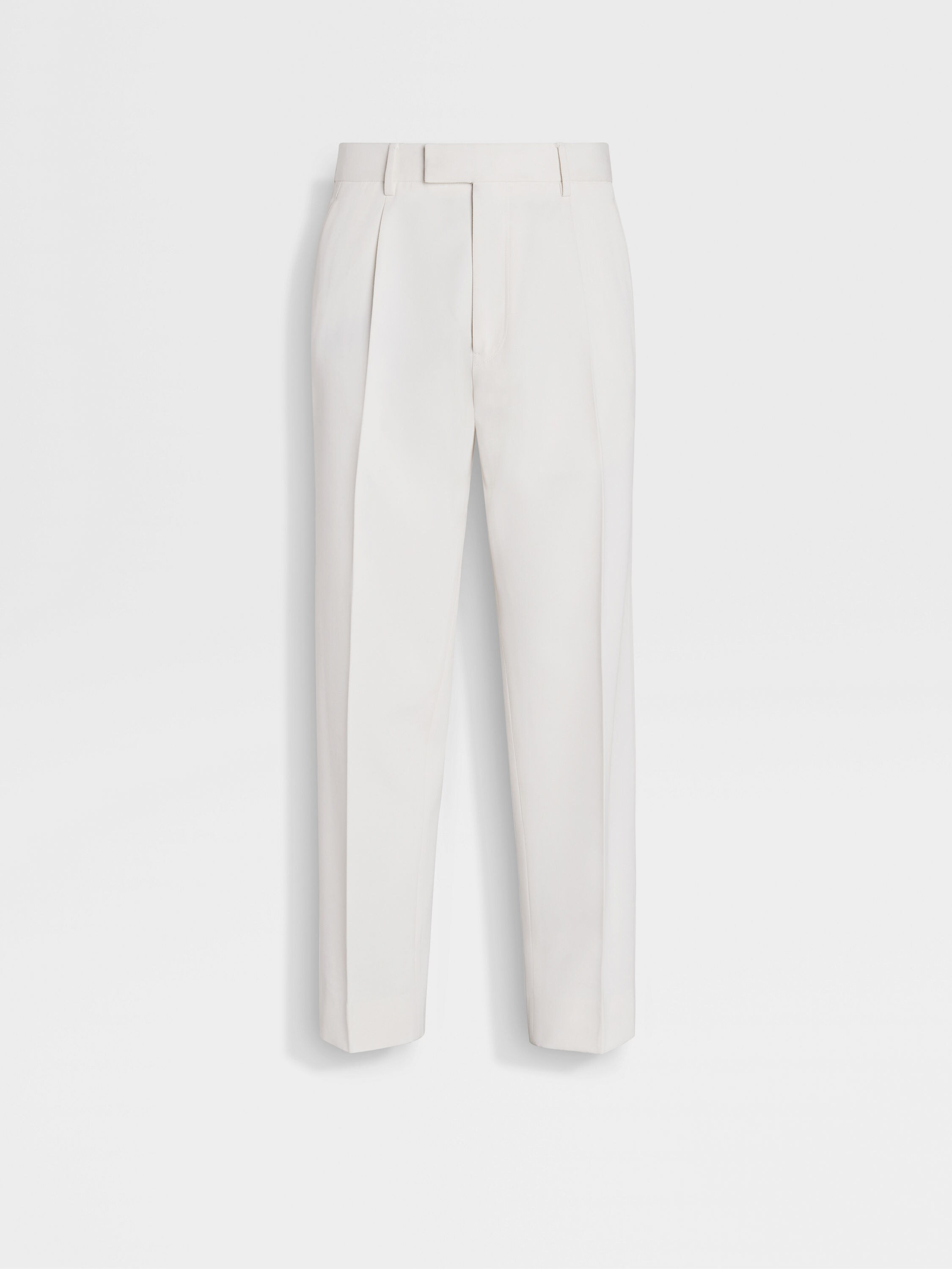 White Cotton and Wool Pants