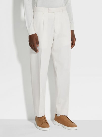 White Cotton and Wool Pants SS25 29999674 | Zegna US White Cotton and Wool Pants SS25 29999674 | Zegna US