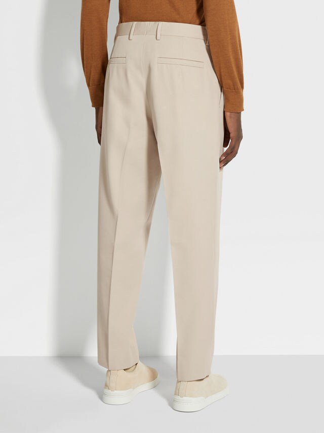 Light Beige Cotton and Wool Pants Product detail photo #5