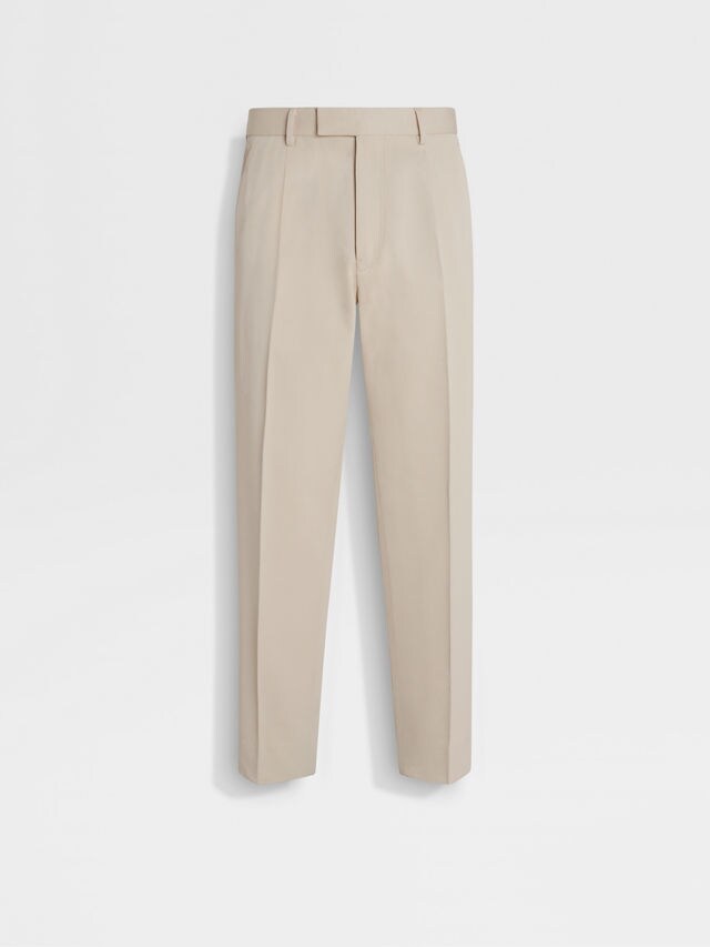 Light Beige Cotton and Wool Pants Main product photo