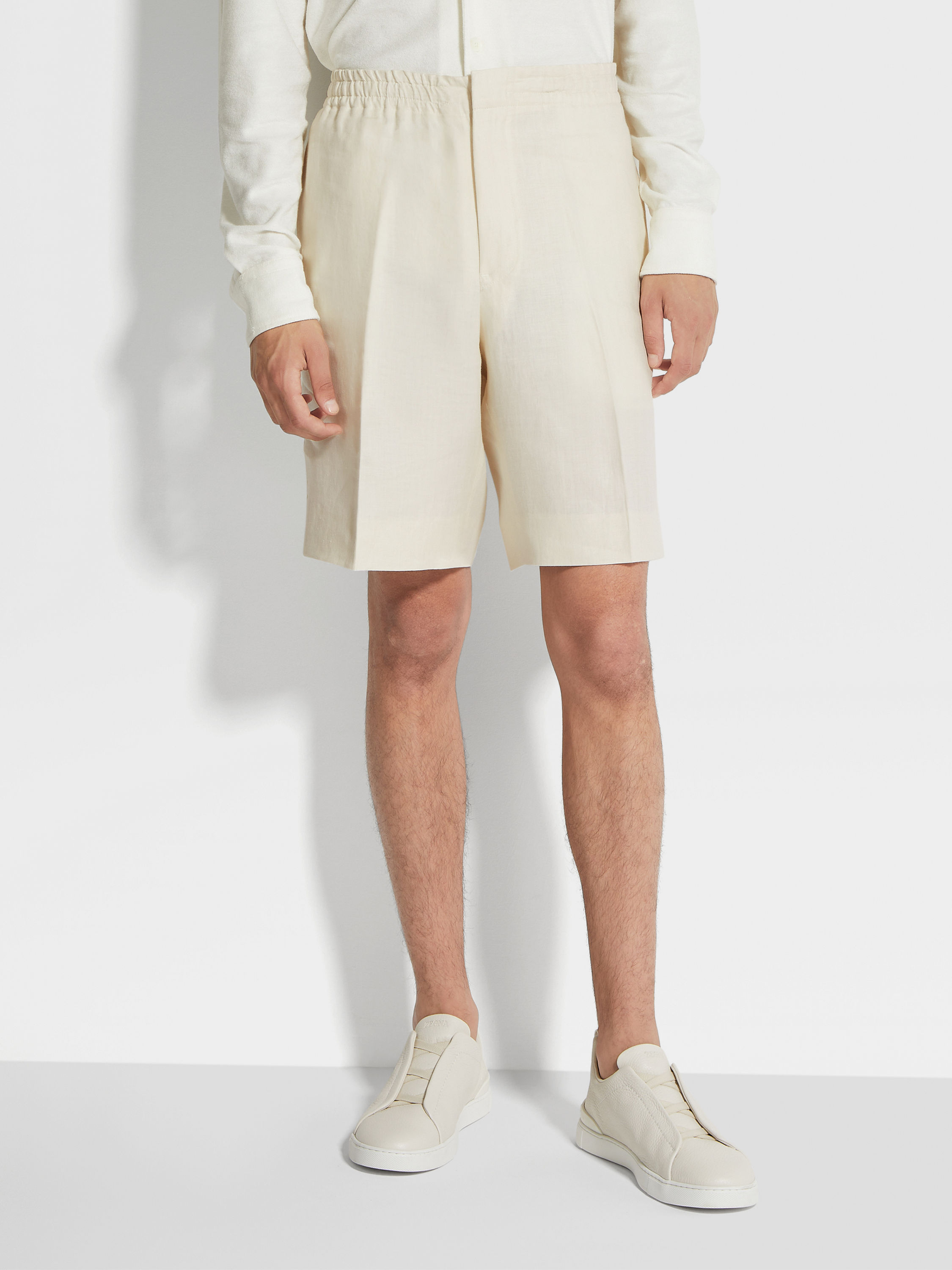 Off White Oasi Lino Bermuda Shorts Product detail photo #4