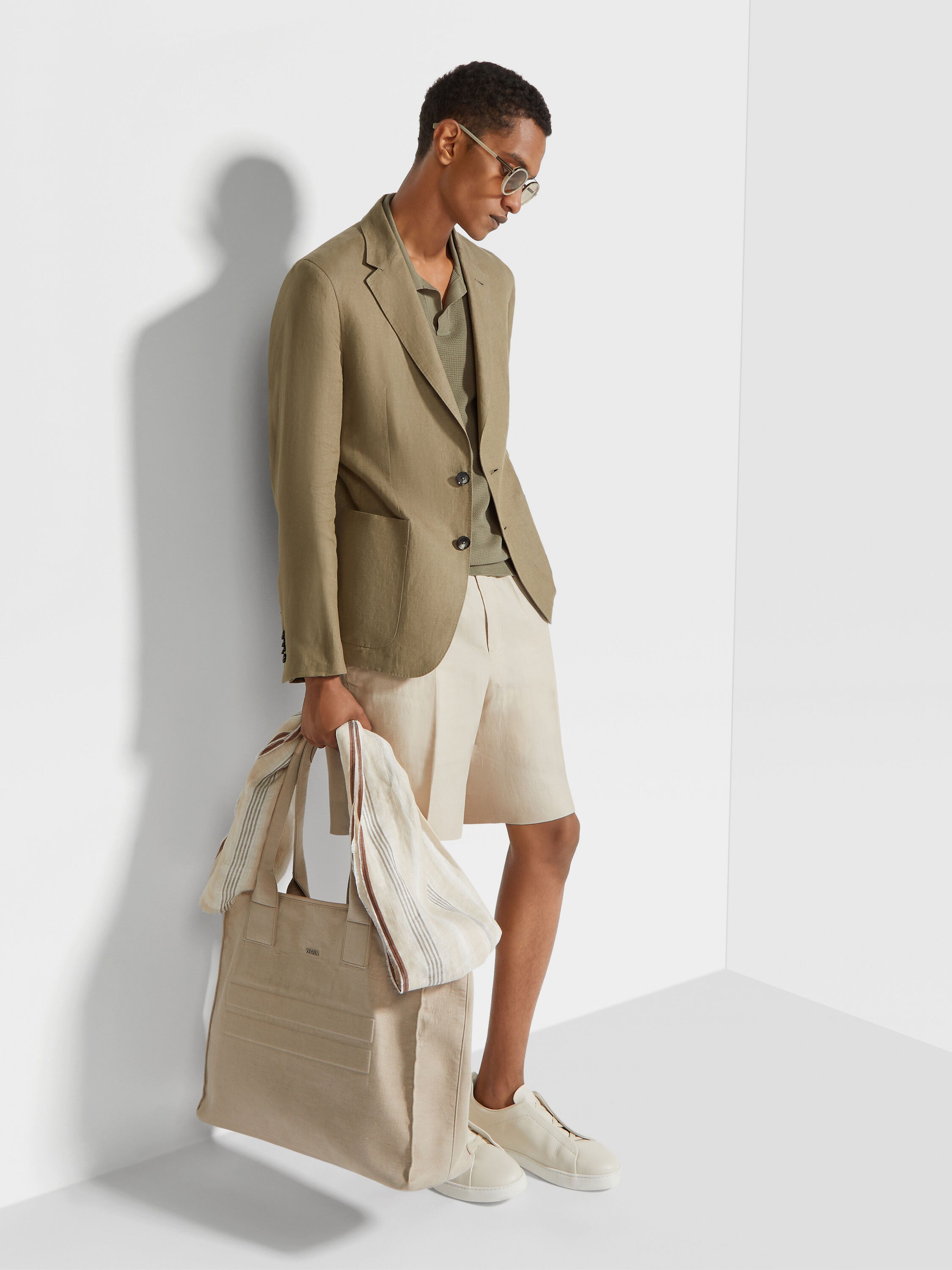 Light Beige Oasi Lino Short Pants Product detail photo #2