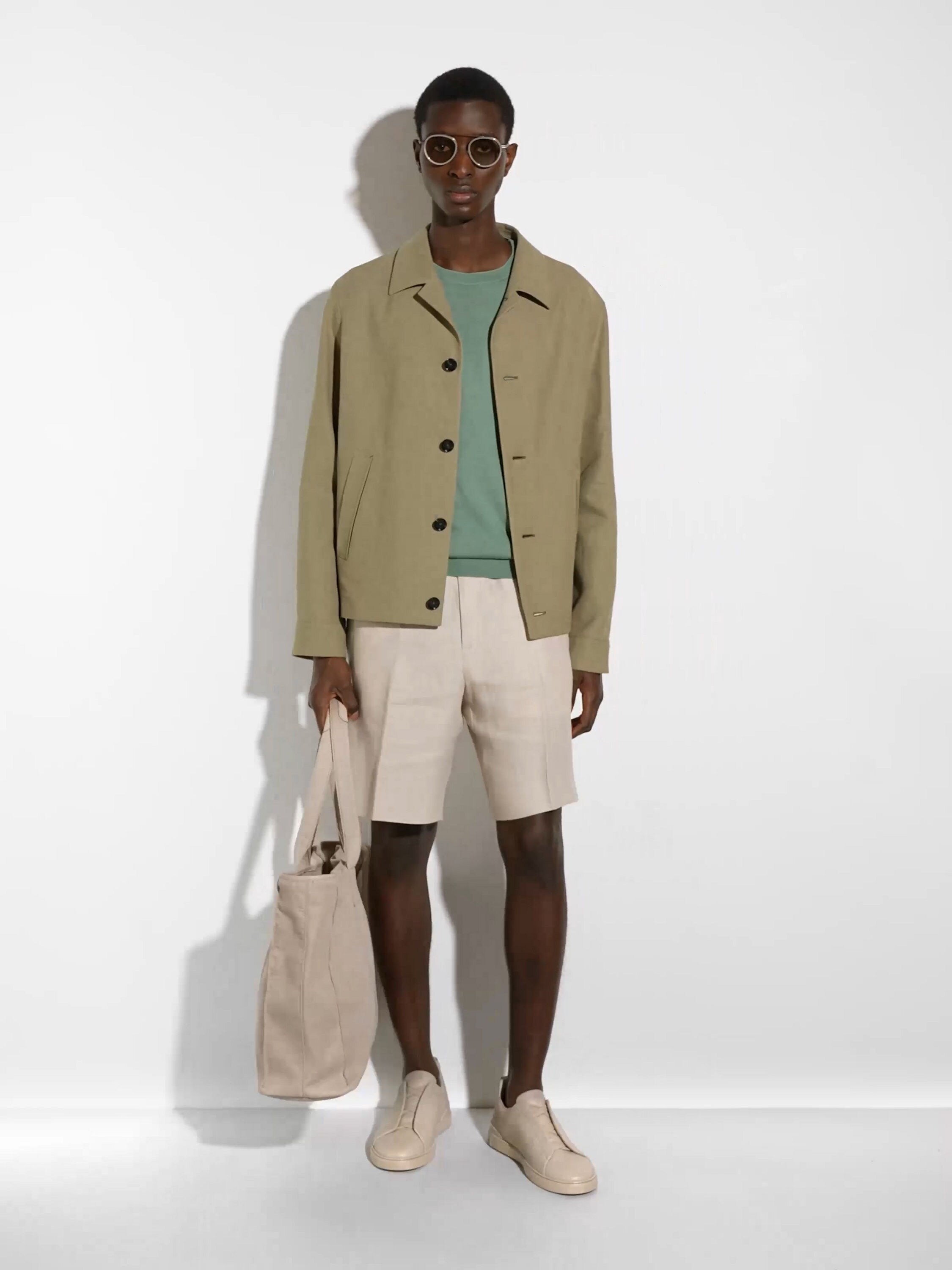 Light Beige Oasi Lino Short Pants