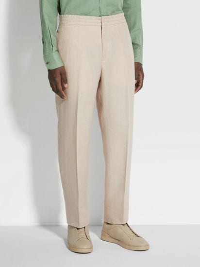 Light Beige Oasi Lino Pants SS25 30356742 | Zegna US Light Beige Oasi Lino Pants SS25 30356742 | Zegna US