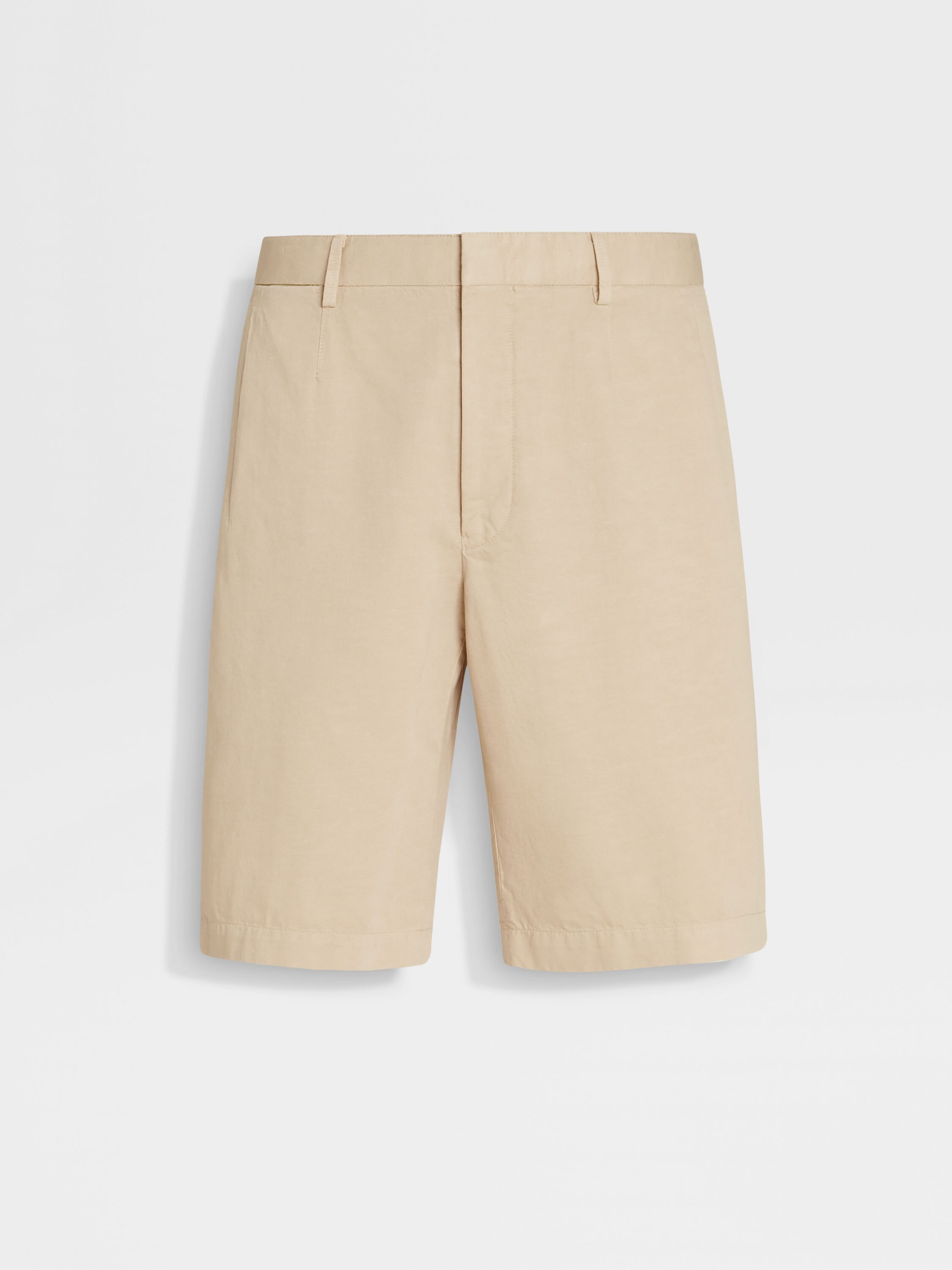 Light Beige Summer Chino Cotton and Linen Short Pants 