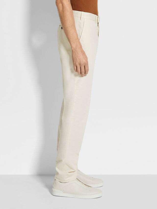 Off White Summer Chino Cotton and Linen Pants Product detail photo #2