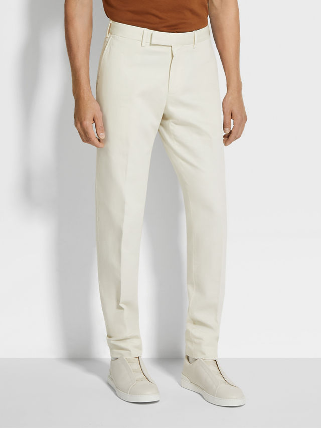 Off White Summer Chino Cotton and Linen Pants Product detail photo #3