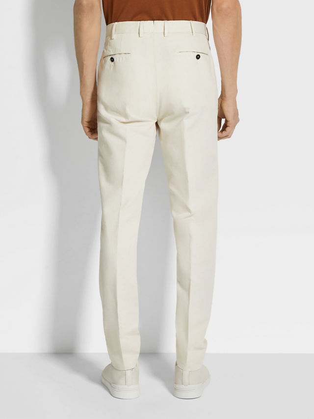 Off White Summer Chino Cotton and Linen Pants Product detail photo #4