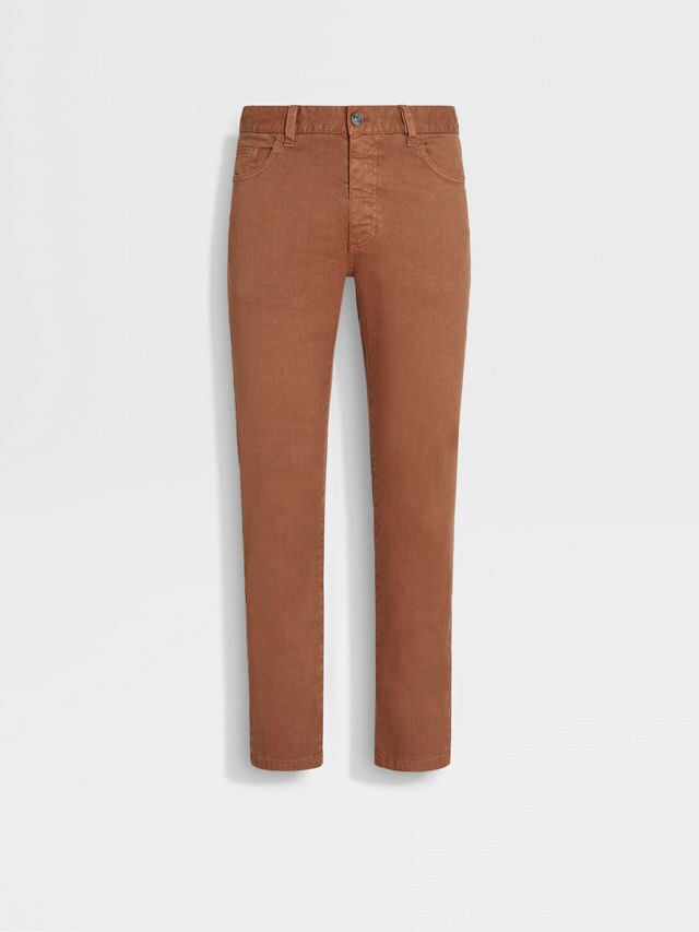 Dark Foliage Stretch Linen and Cotton Roccia Jeans Main product photo