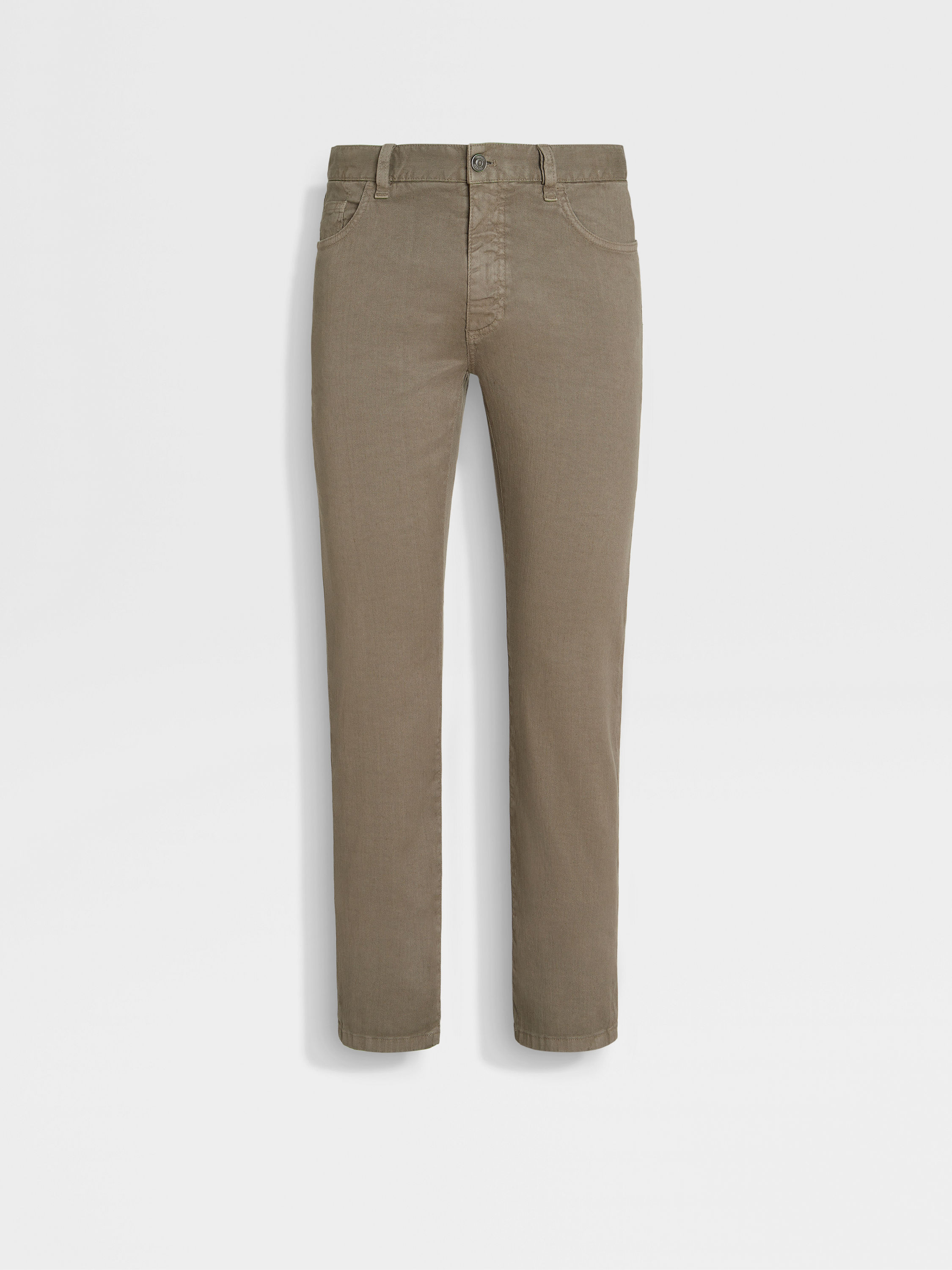Dark Taupe Stretch Linen and Cotton Roccia Jeans SS25 Dark Taupe Stretch Linen and Cotton Roccia Jeans SS25