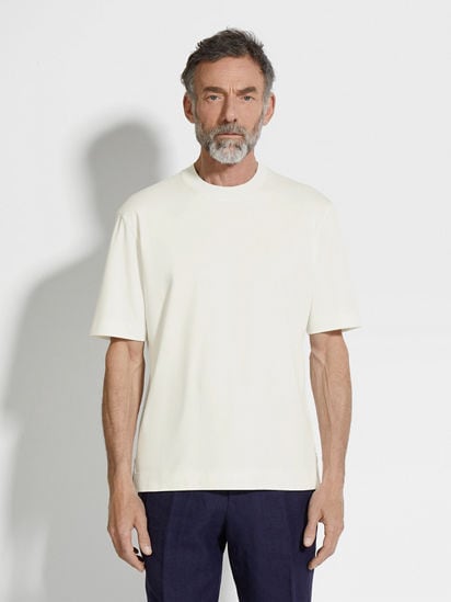 White Cotton and Silk T-shirt SS25 31886050 | Zegna SG