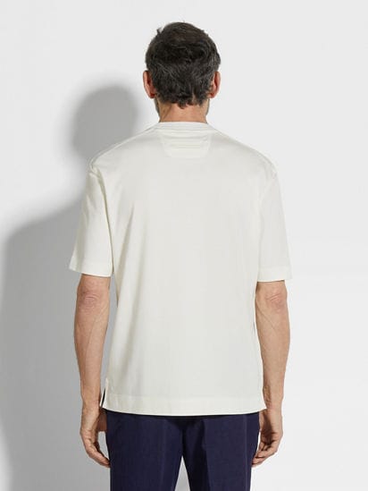 Tシャツ・カットソー ZEGNA SS25 COTTON AND SILK T-SHIRT (RUF366A9 F734 WHITE) White Trofeo™ Cotton Shirt SS25 22483798 | Zegna US