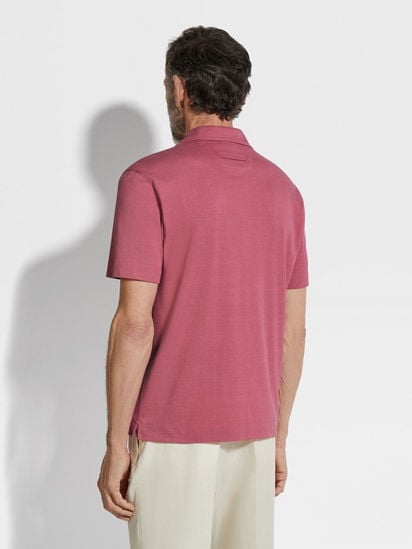 Fuchsia Silk and Cotton Piquet Polo Shirt FW24 32335855 Fuchsia Silk and Cotton Piquet Polo Shirt FW24 32335855
