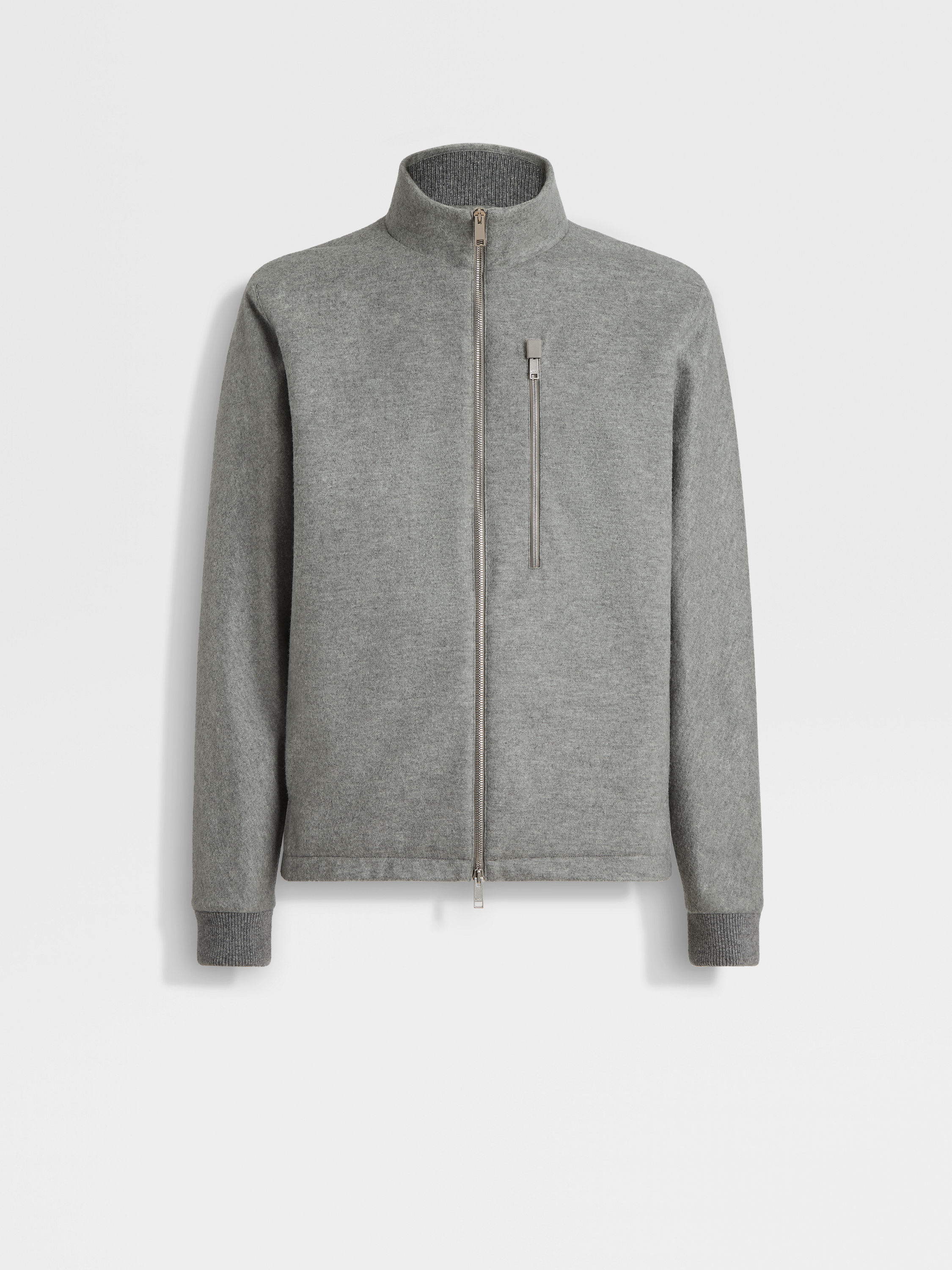 Grey Mélange Oasi Cashmere Full Zip Cardigan 