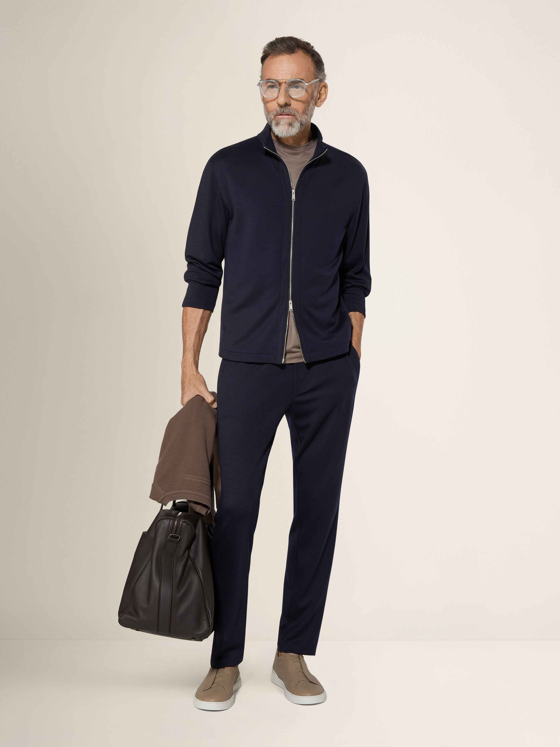 네이비 블루 High Performance™ 울 풀 지퍼 스웻셔츠 제품 상세 사진 #2