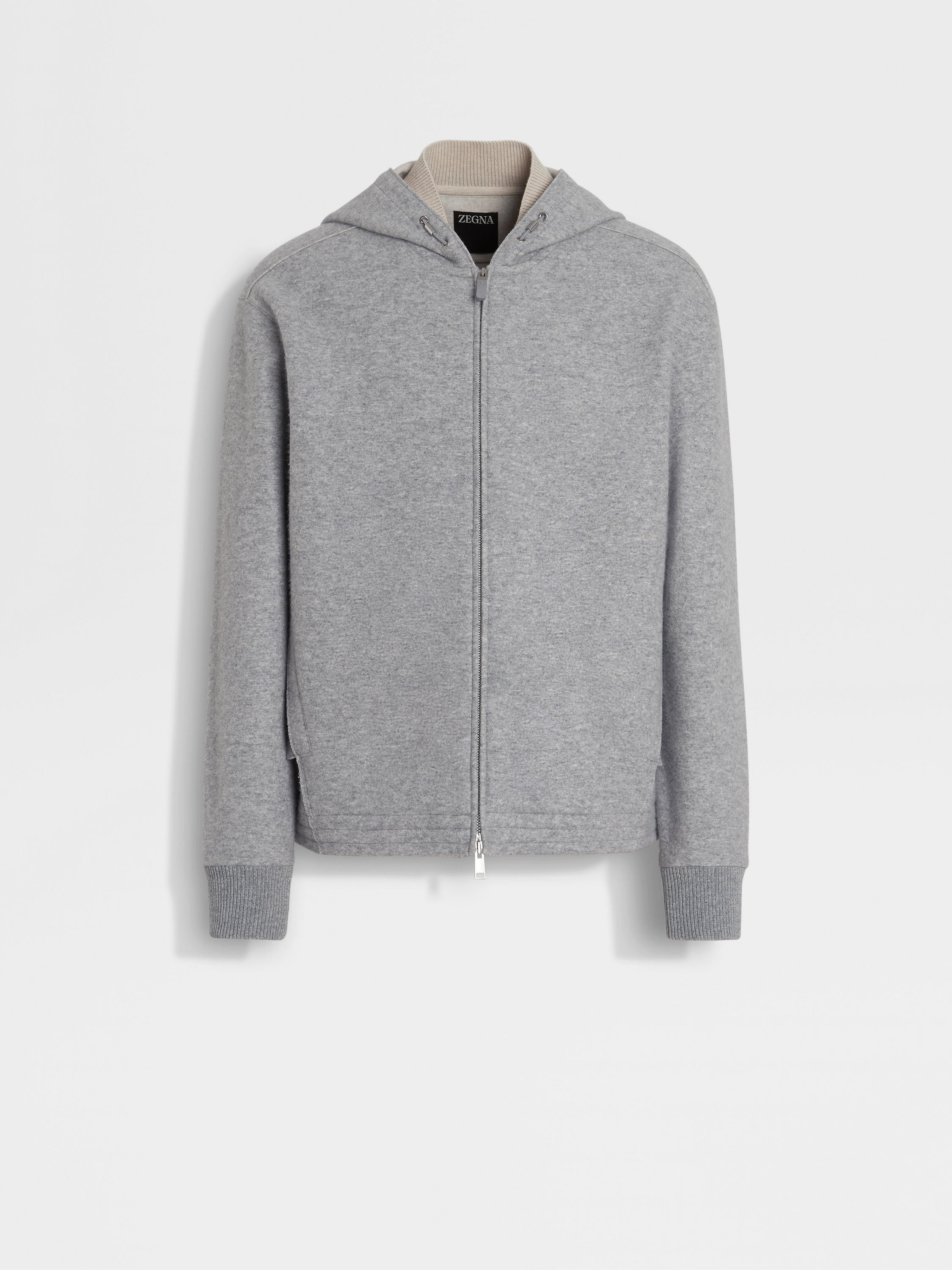 Grey Mélange Cashmere Blend Full Zip Hoodie FW24 32161653 Grey Mélange Cashmere Blend Full Zip Hoodie FW24 32161653