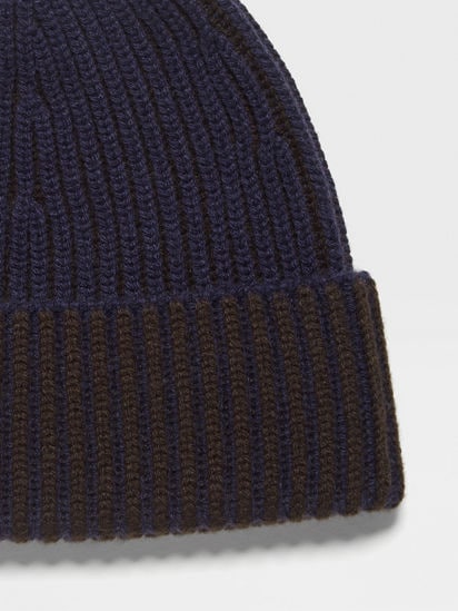 Ink Blue and Dark Brown Oasi Cashmere Beanie FW24 32079322 Ink Blue and Dark Brown Oasi Cashmere Beanie FW24 32079322