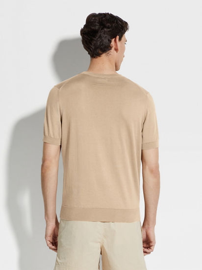 Tシャツ・カットソー ZEGNA beige cotton t-shirt Zegna - Light Beige Cotton T-Shirt | Mitchell Stores