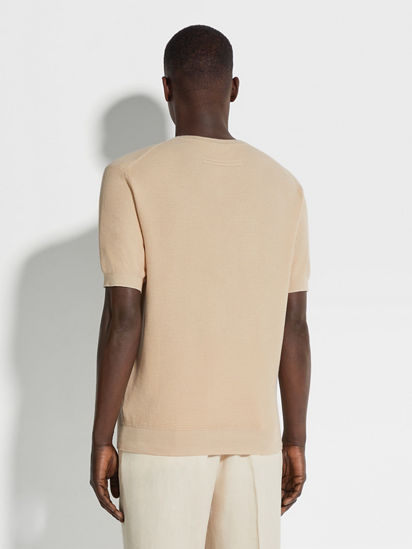 Light Beige Premium Cotton Crewneck SS25 32163984 | Zegna US