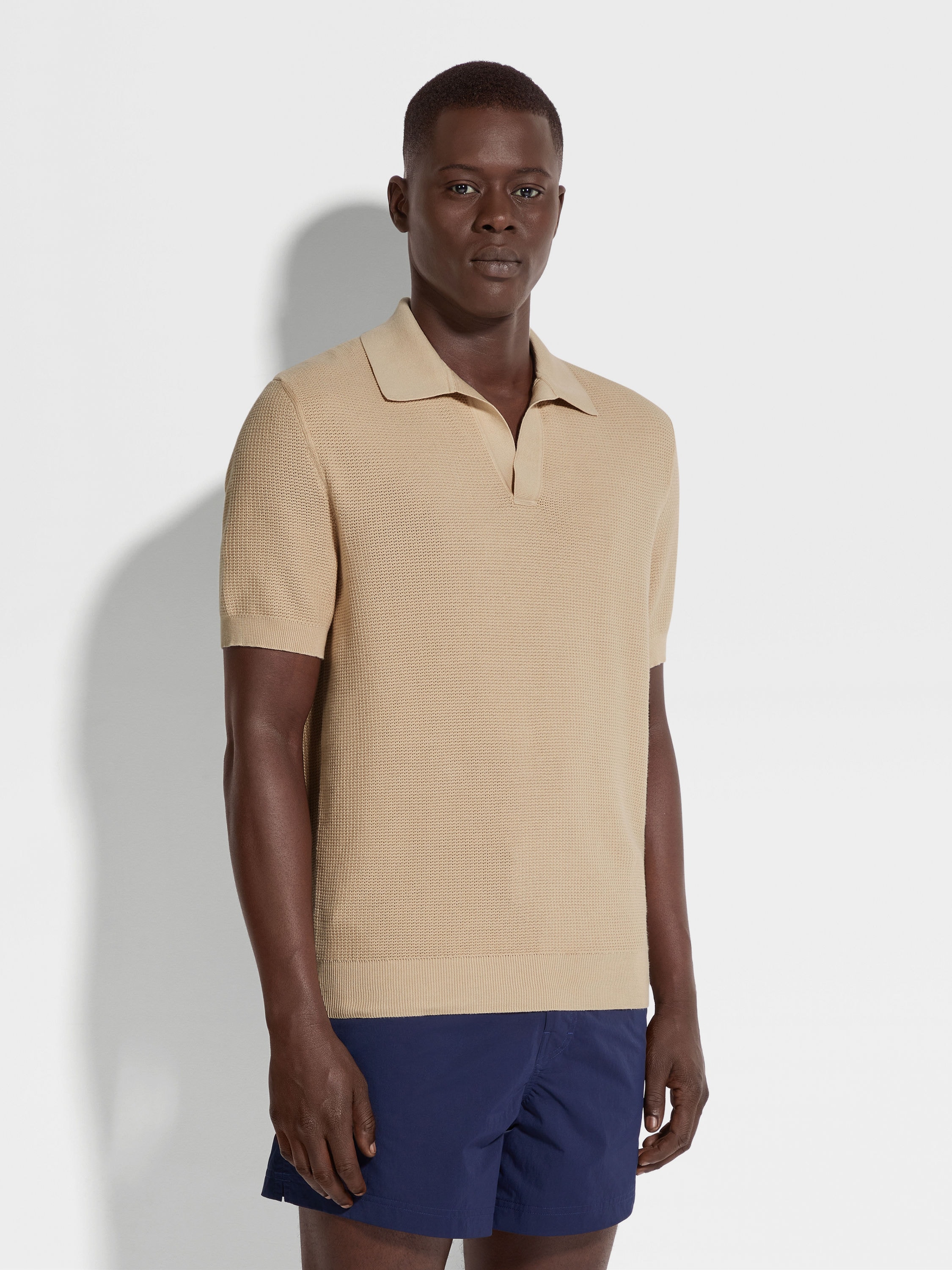 Light Beige Premium Cotton Polo Shirt Product detail photo #3