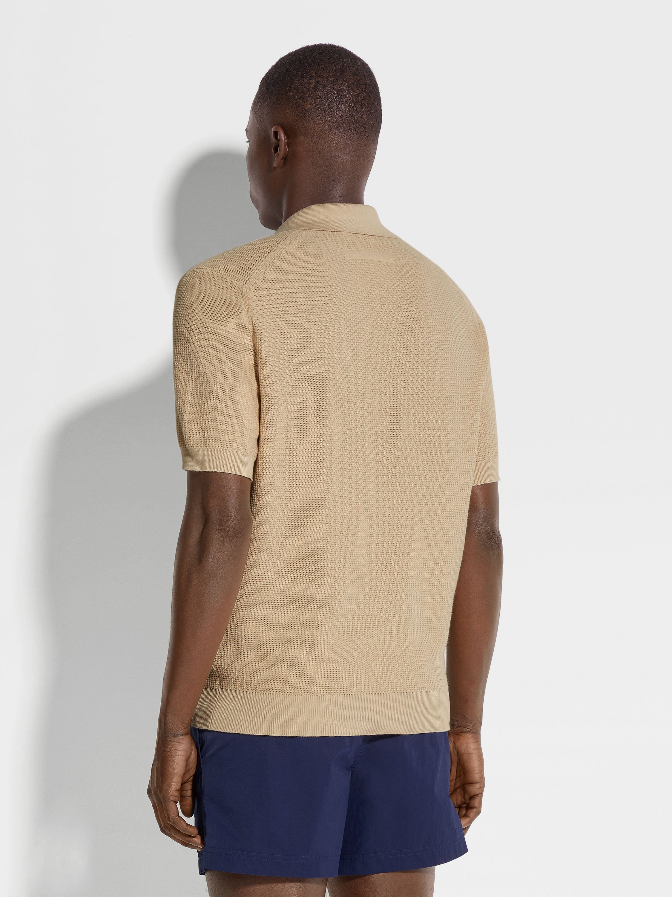 Light Beige Premium Cotton Polo Shirt Product detail photo #4
