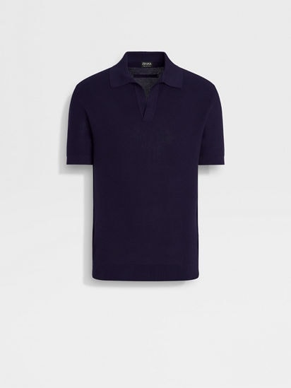 Ink Blue Premium Cotton Polo Shirt FW24 32131492 | Zegna AU