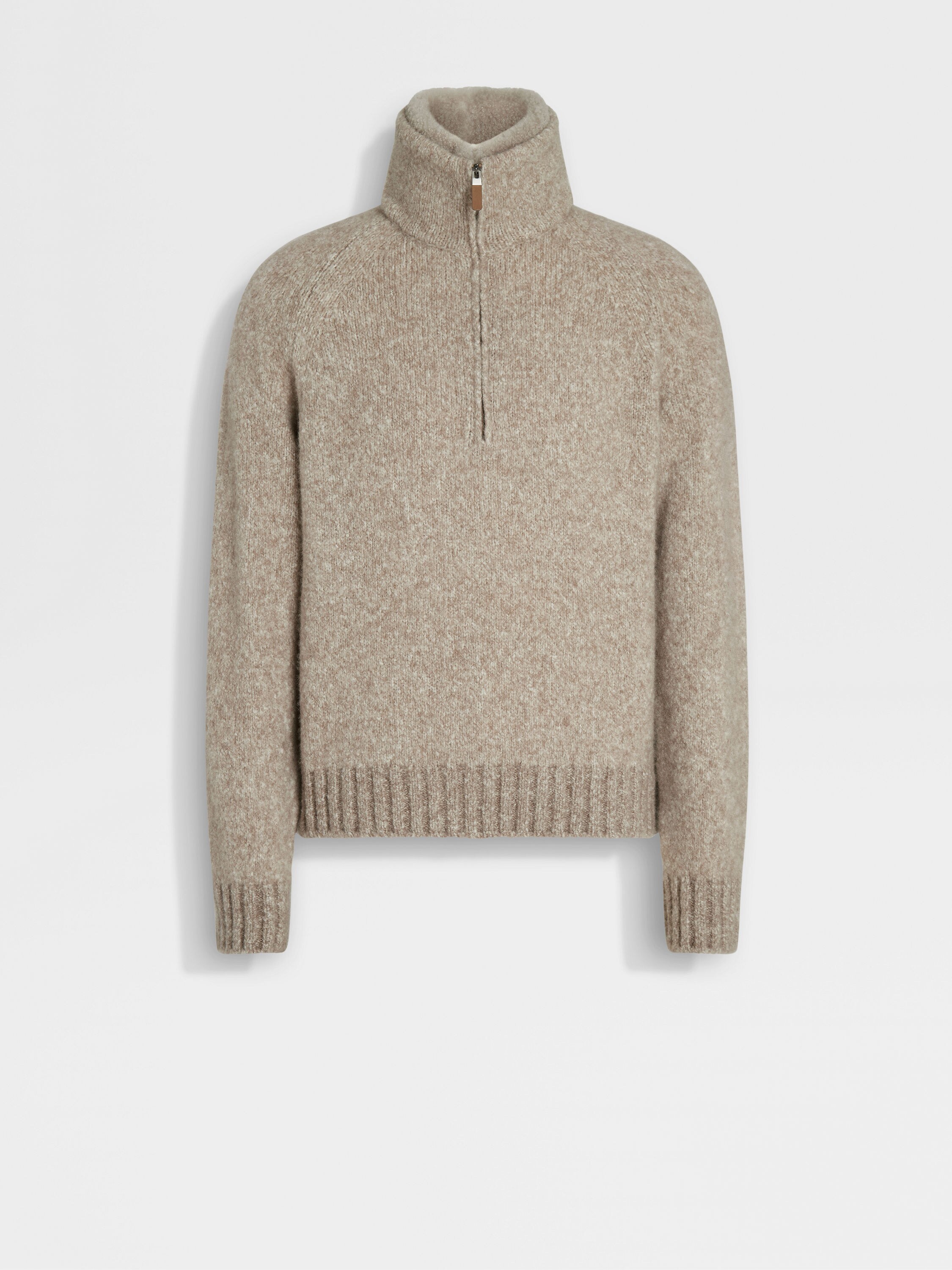 Light Taupe Mélange Cashmere Blend Polo Shirt Main product photo