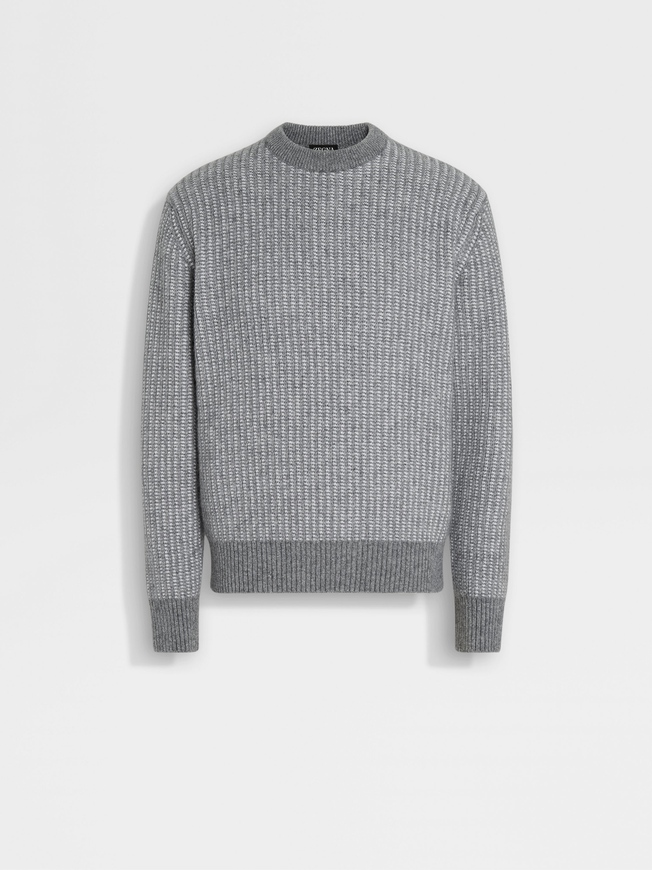 Grey and White Cashmere Mohair and Silk Crewneck Main product photo