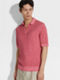 Fuchsia Mélange Silk Cashmere and Linen Polo Shirt Product detail photo #2