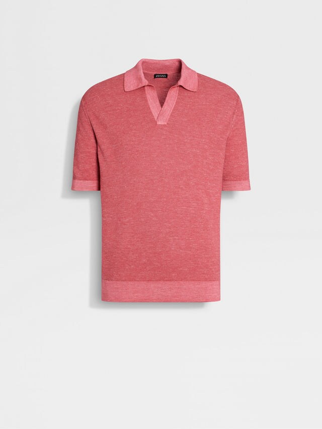 Fuchsia Mélange Silk Cashmere and Linen Polo Shirt Main product photo