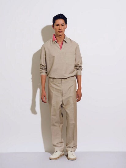 Fuchsia Mélange Silk Cashmere and Linen Polo Shirt SS25 Fuchsia Mélange Silk Cashmere and Linen Polo Shirt SS25