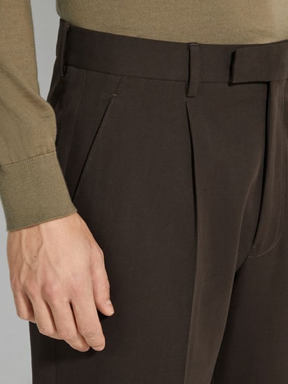 Dark Brown Cotton and Wool Pants FW24 31856940 | Zegna US Dark Brown Cotton and Wool Pants FW24 31856940 | Zegna US