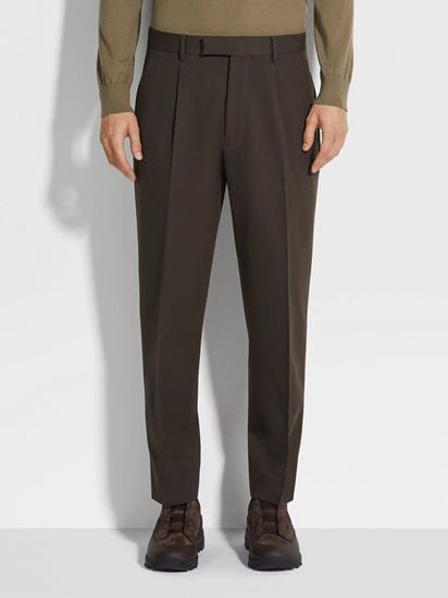 Dark Brown Cotton and Wool Pants FW24 31856940 | Zegna US Dark Brown Cotton and Wool Pants FW24 31856940 | Zegna US